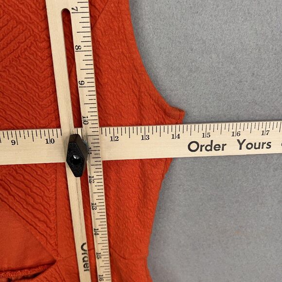 Anthropologie Maeve Dress Womens 8 Orange Textured Pockets V Neck Boho Summer - Picture 12 of 15